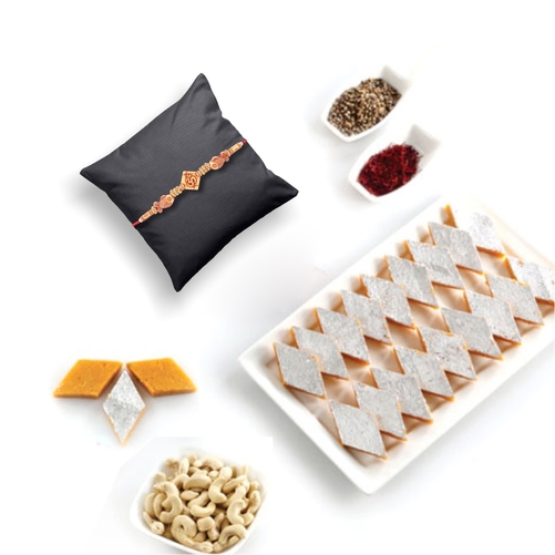 Devine Om Rakhi With Premium Kesar Katli